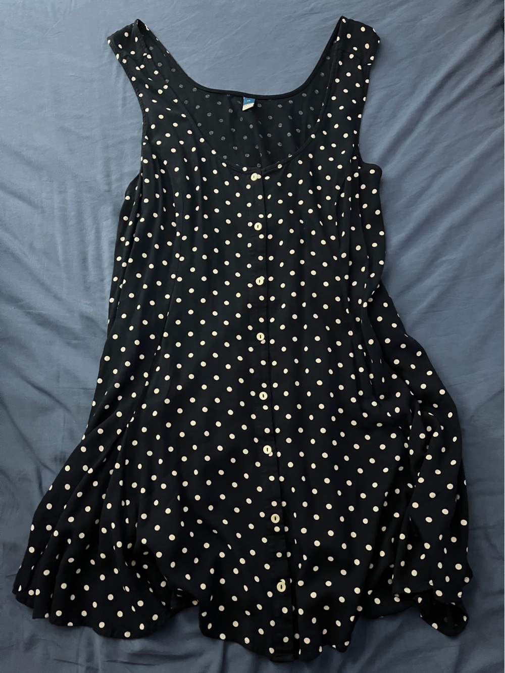 Navy Dots Polka Dot Button-Front Sundress